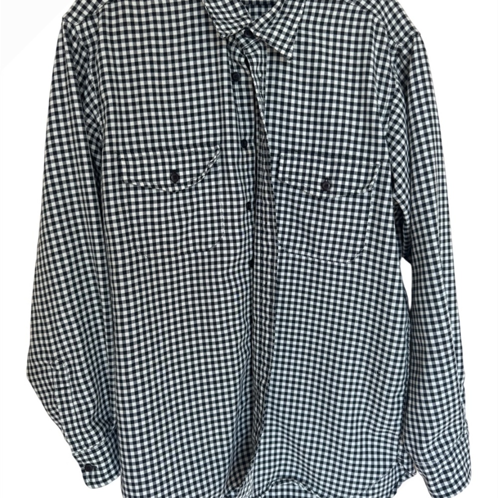 L.L. Bean Black and White Plaid Flannel Shirt